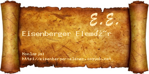 Eisenberger Elemér névjegykártya